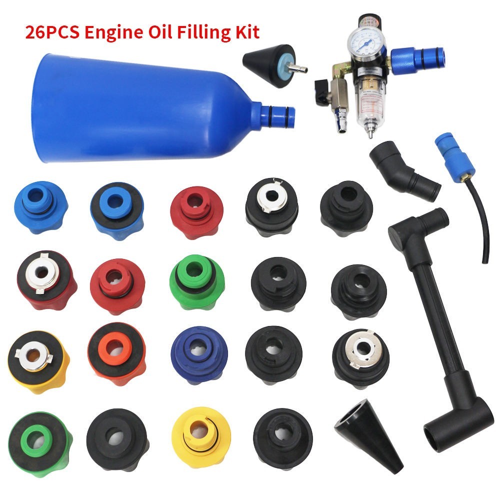 26PCS Oil Funnel Adaptor Set,Car Truck Engine Oil Filler Filling Tool No-Spill