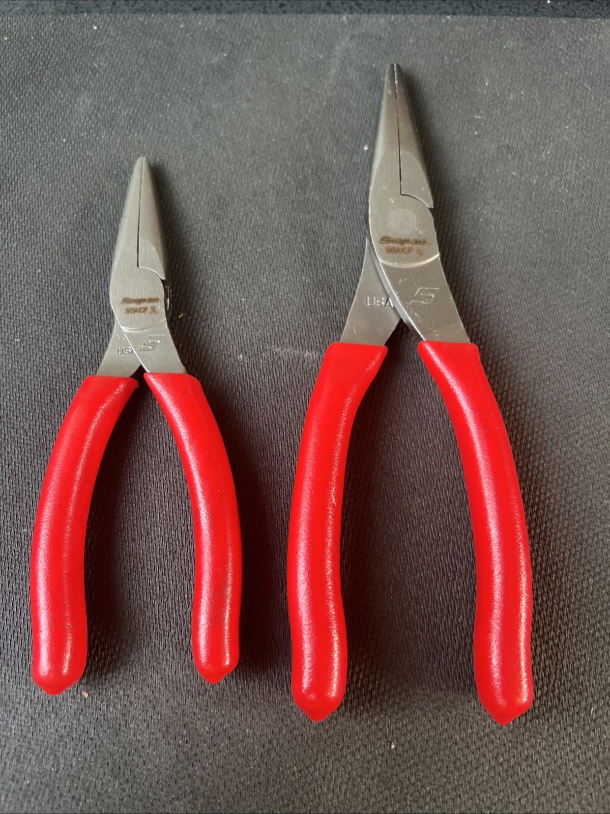 Snap On Tools New USA 2PC Red Soft Grip Needle Nose Pliers Set 95ACF 96ACF ⭐️