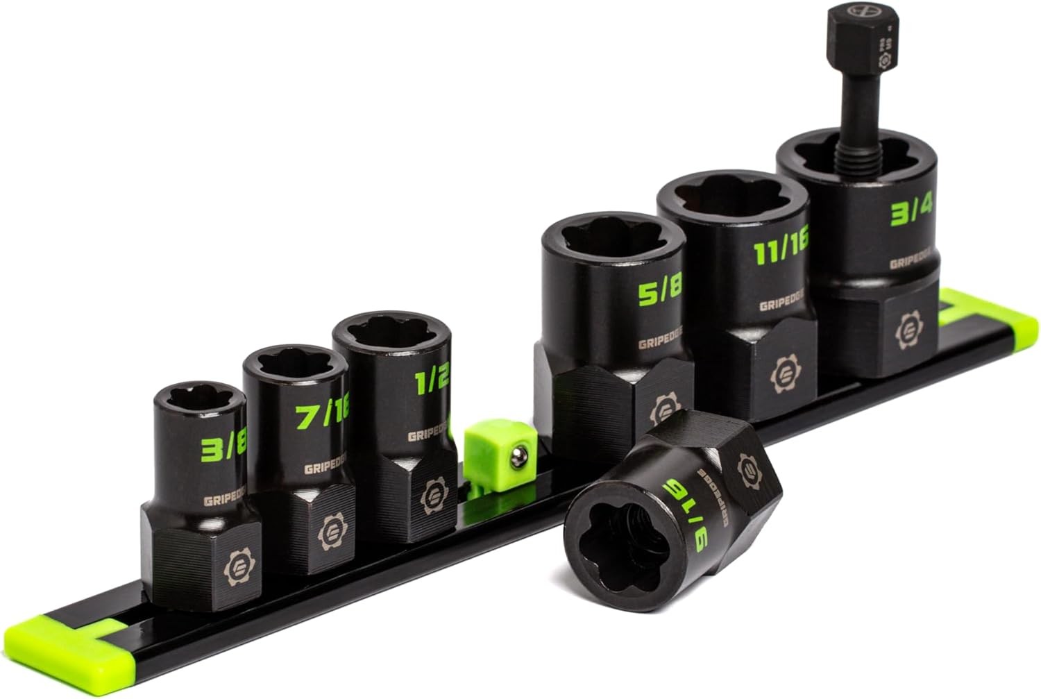 GRIPEDGE Tools | 7-PC – 3/8» Drive SAE RPT Socket Extractor Set | One Size