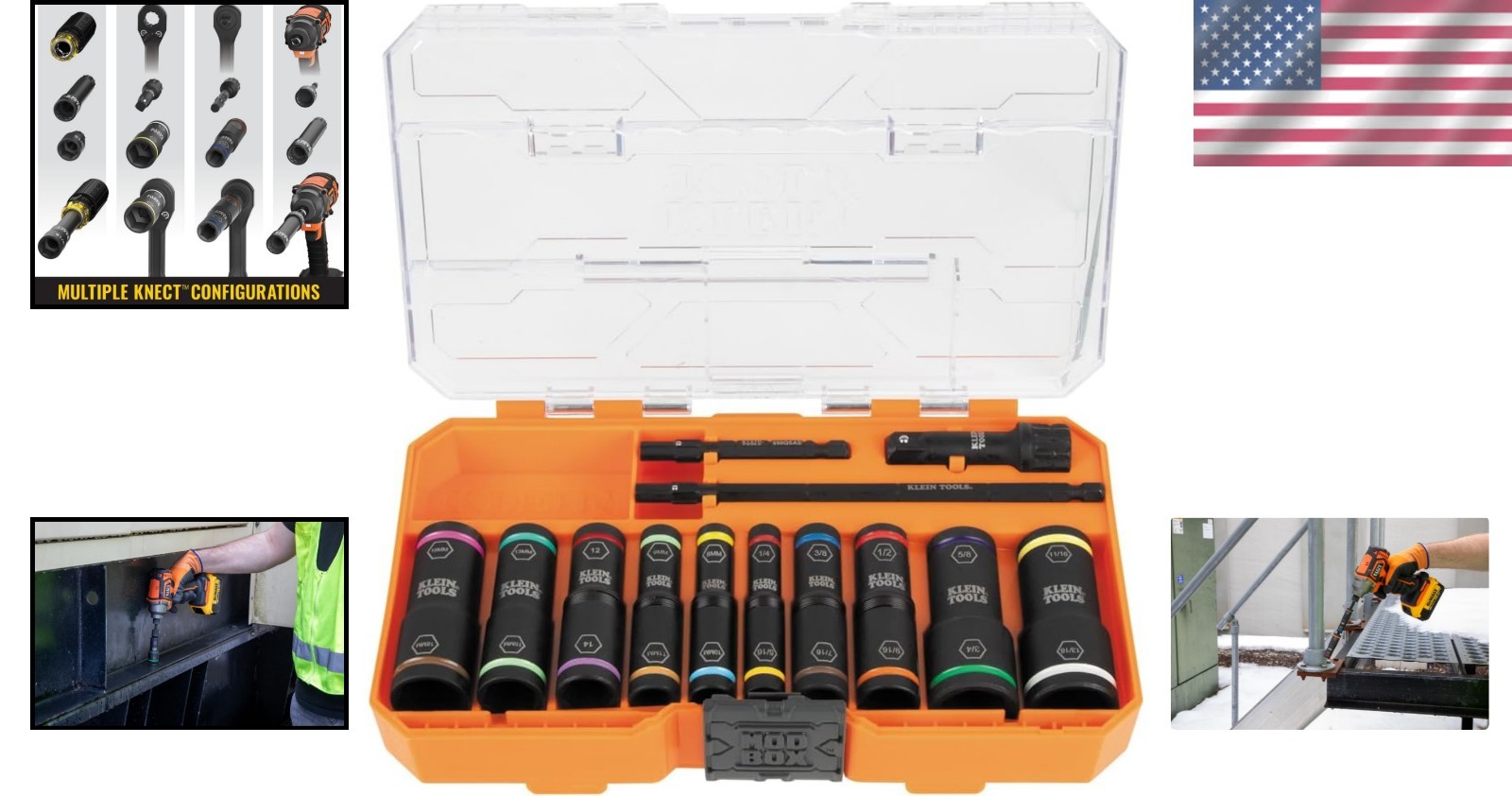 Klein Tools 65239 KNECT Flip-20: Durable Impact Socket Set with MODbox Storage