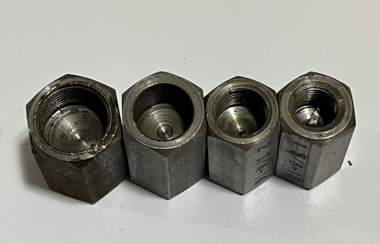 Vintage Wheel Knock-Off Puller Set 4 pc 5/8-18 3/4-16 7/8-14 1″-14 NICE