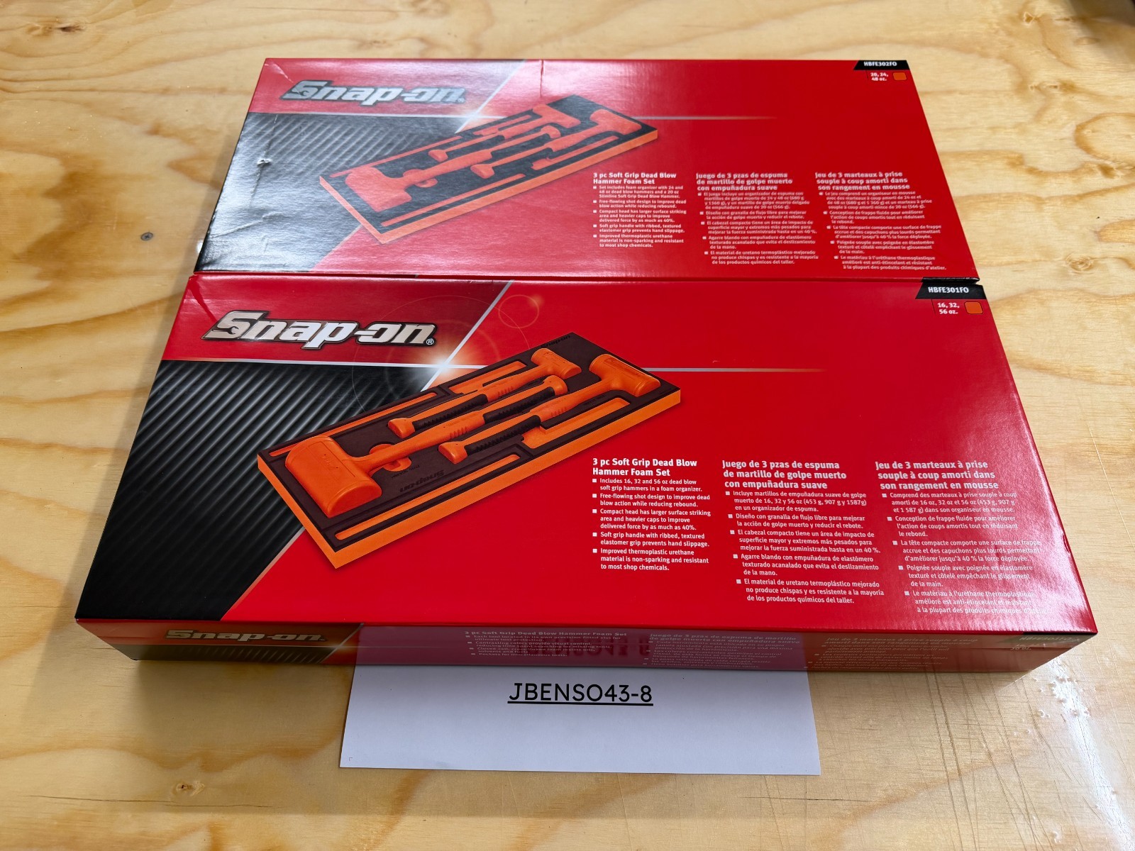 Snap-on Tools NEW ORANGE 6pc Soft Grip DeadBlow Soft Face Hammer Master Foam Set