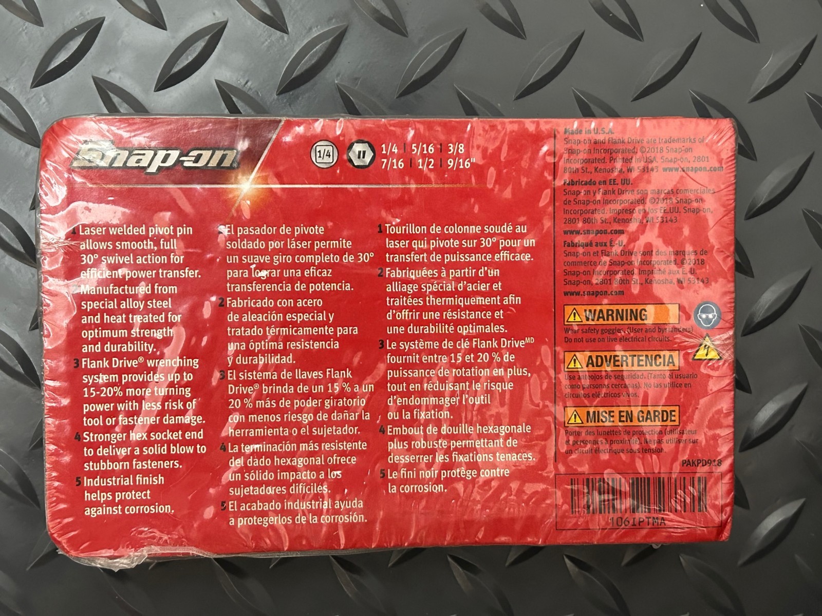 Snap on 6pc 1/4″dr 6pt SAE 1/4 – 9/16″ Shallow Impact Swivel Socket Set 106IPTMA