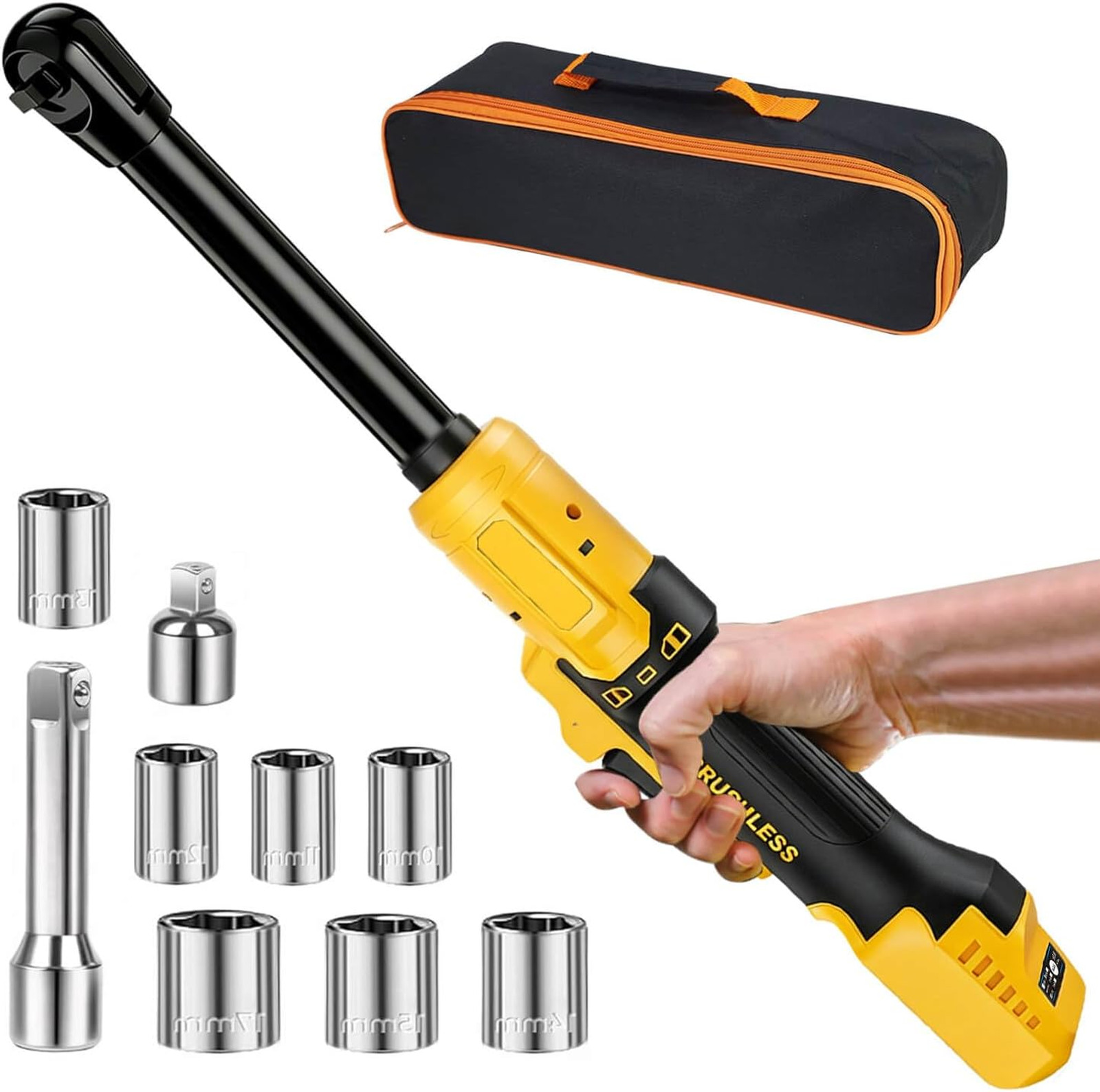 3/8″ Cordless Electric Ratchet Wrench Compatible with DeWalt 20V MAX Batteries-5
