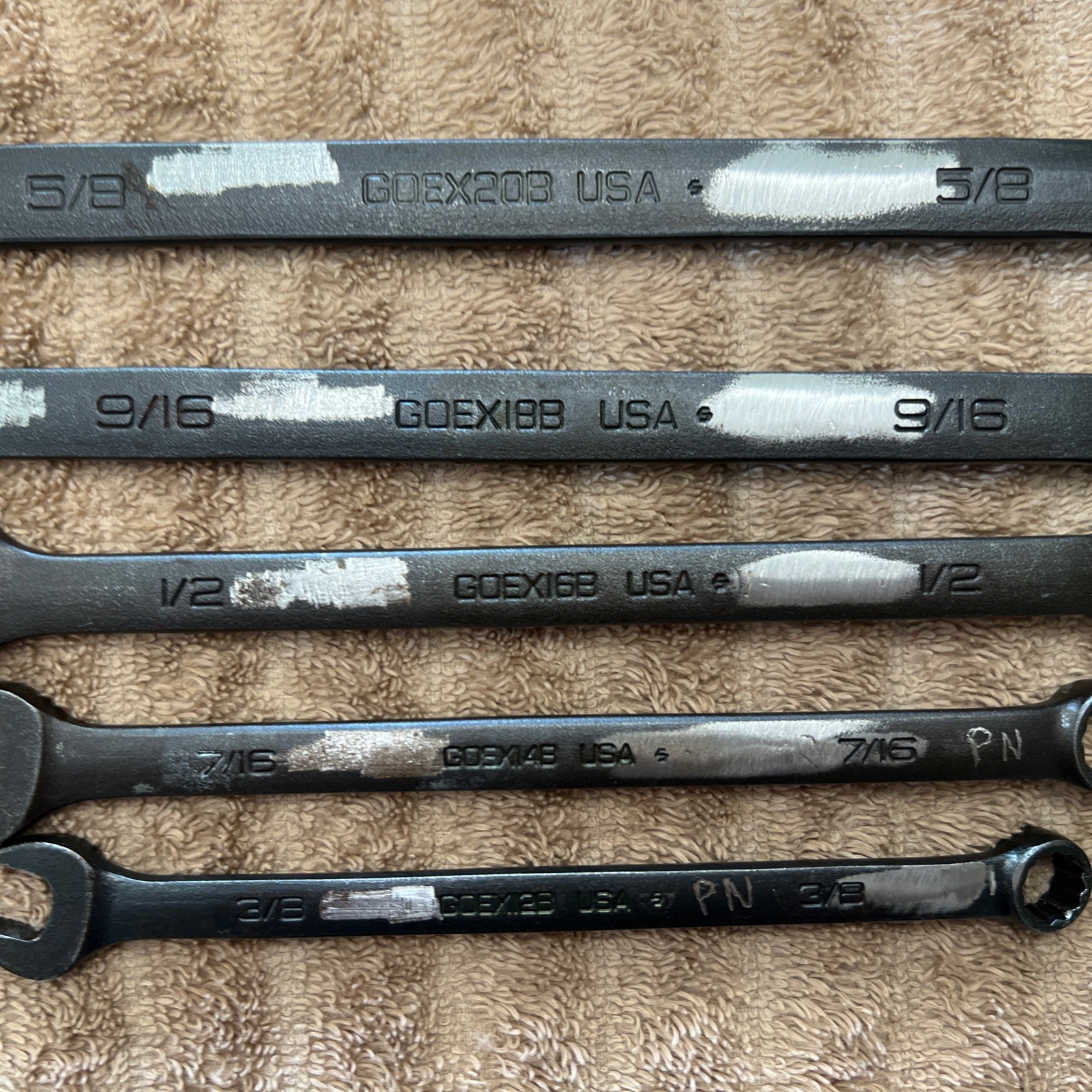 (6) Snap On Wrench GOEX12B 14B 16B 18B 20B 22B — 3/8 7/16 1/2 9/16 5/8 11/16