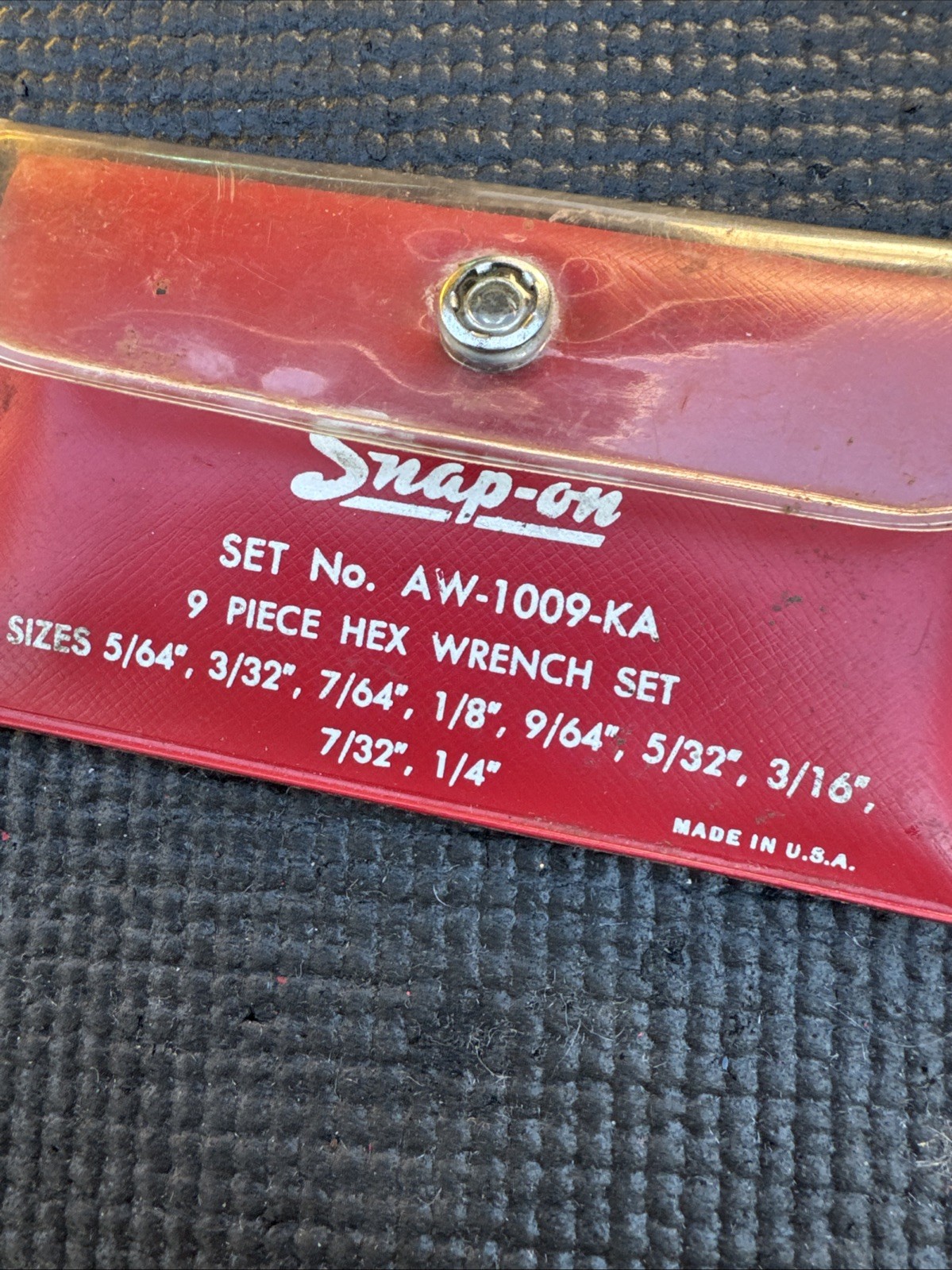 Snapon Tools USA Aw-1009-KA HEX Key Set SAE PARTIAL 7 Present 1 Is MAC Snap On