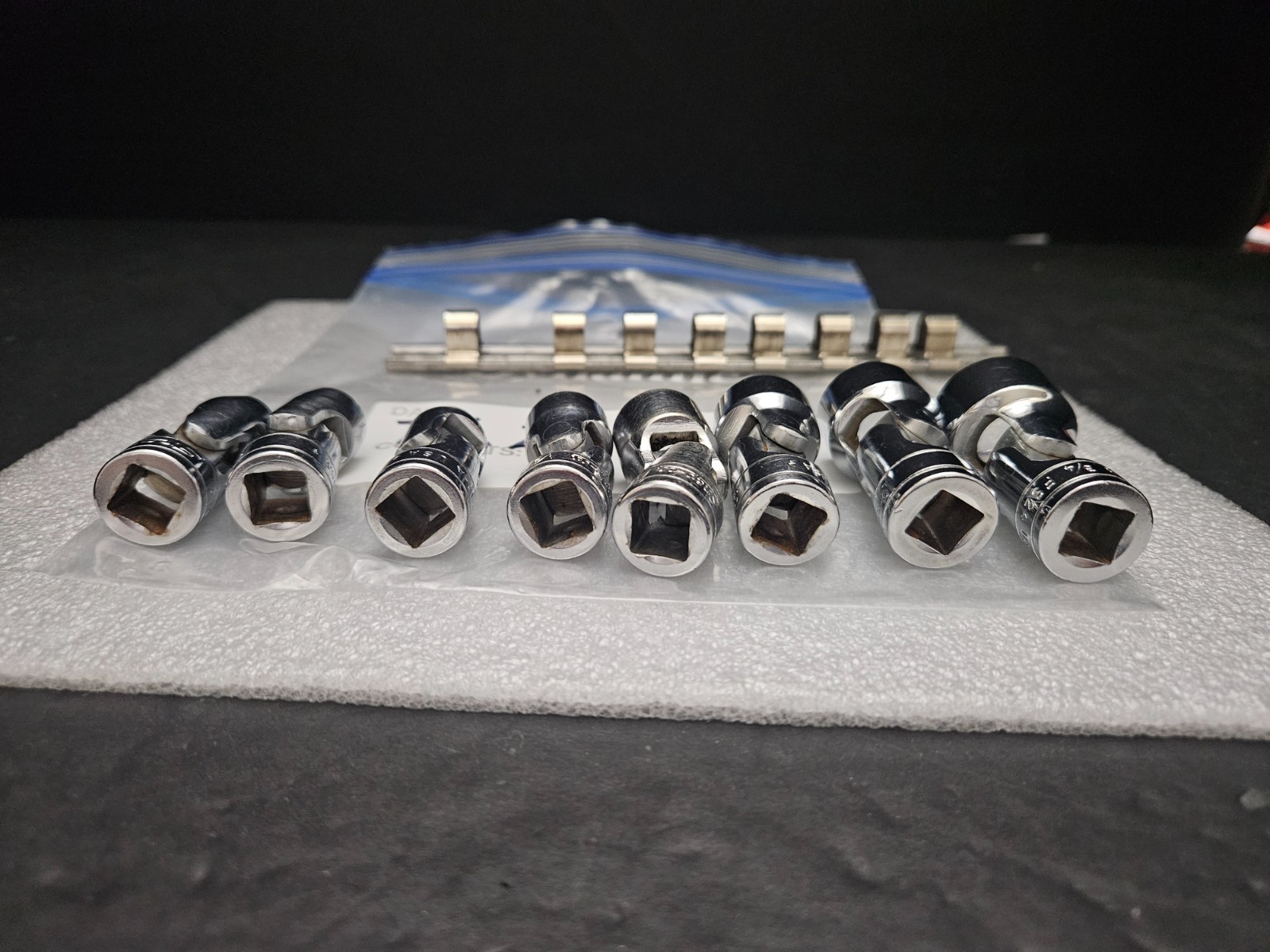 SNAP ON #FS SERIES 8 PC SAE 6 PT 3/8″ DRIVE 5/16″-3/4″SWIVEL HEAD SOCKET SET