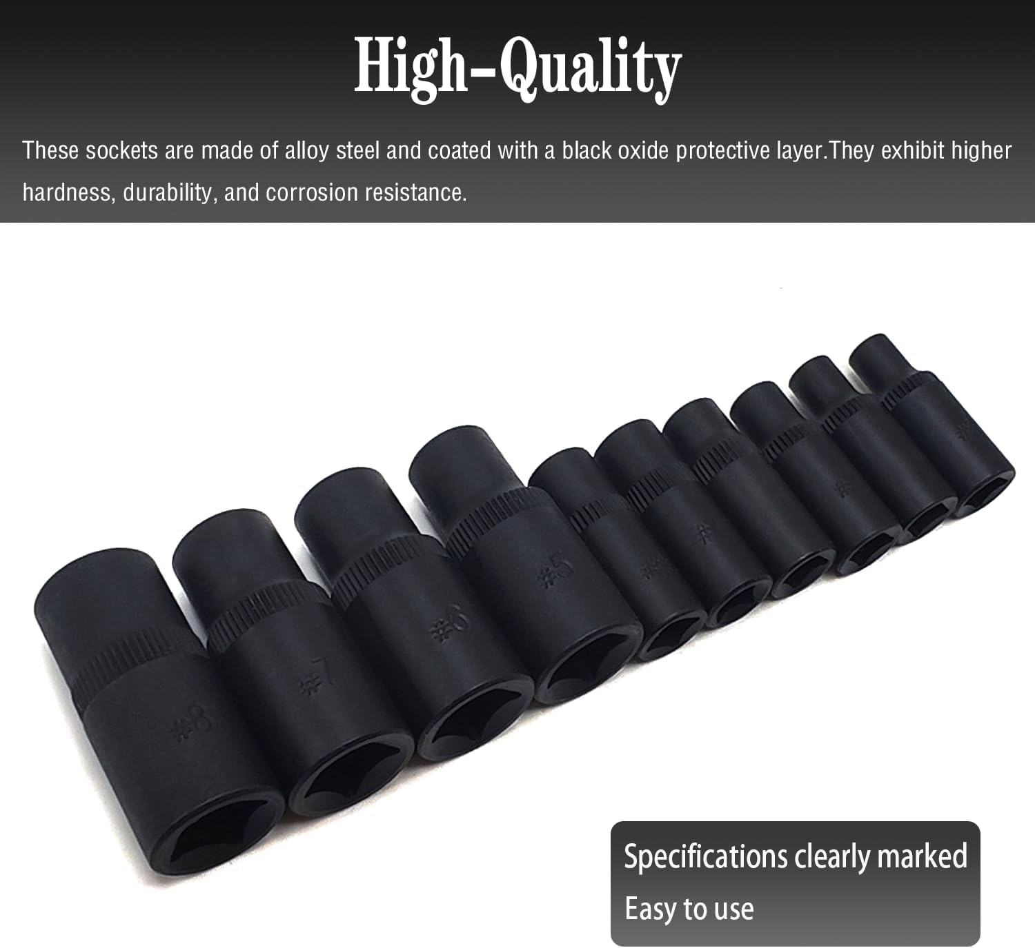 10Pcs Tap Socket Wrench Set (Magnetic), 1/4” & 3/8” Drive External Onesize