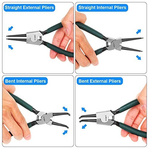 7″ Snap Ring Pliers Set – Heavy Duty Internal/External Circlip Kit, Precision Sp