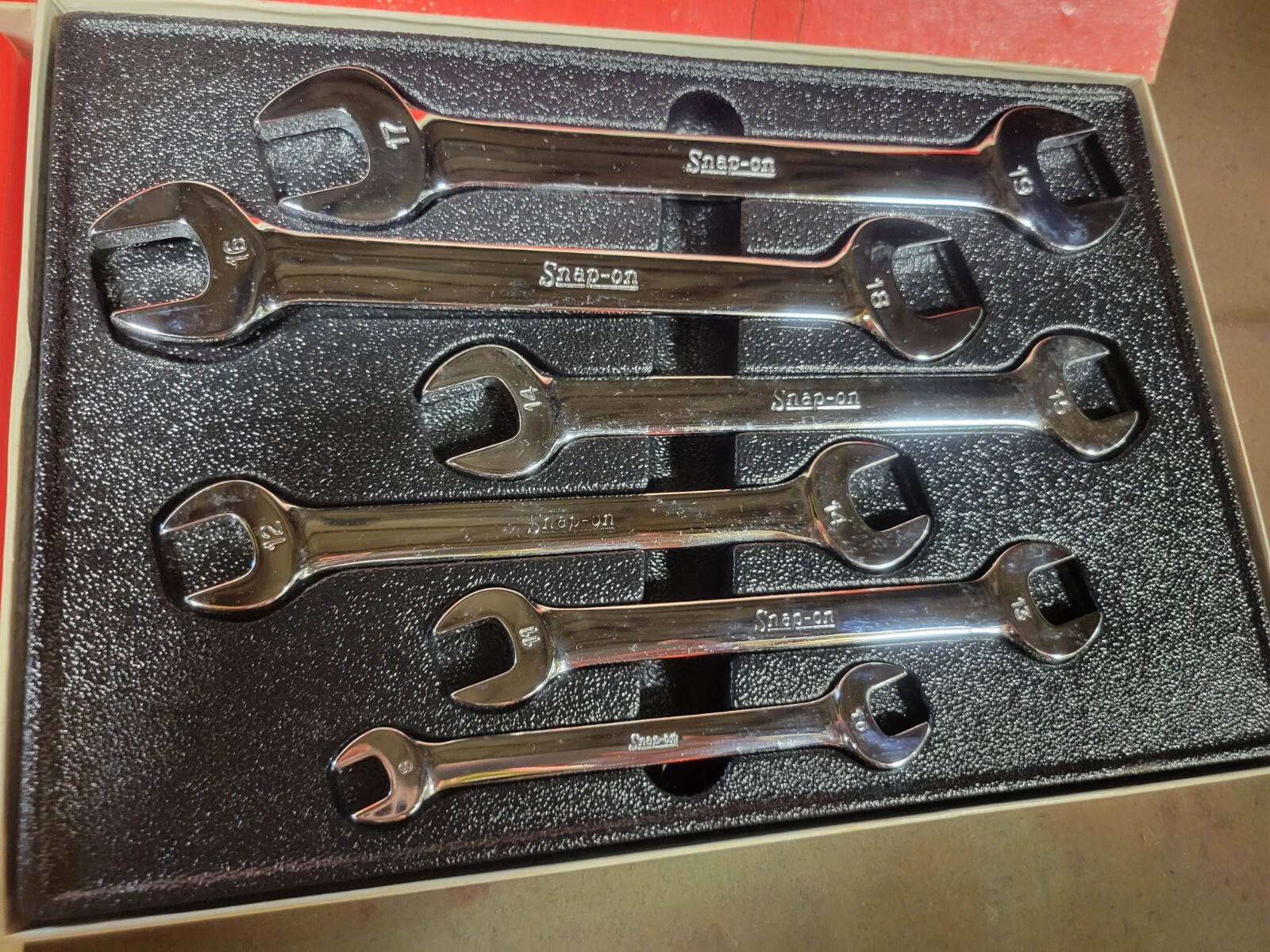 Vintage Snap On USA metric & standard open end wrench set original box very rare
