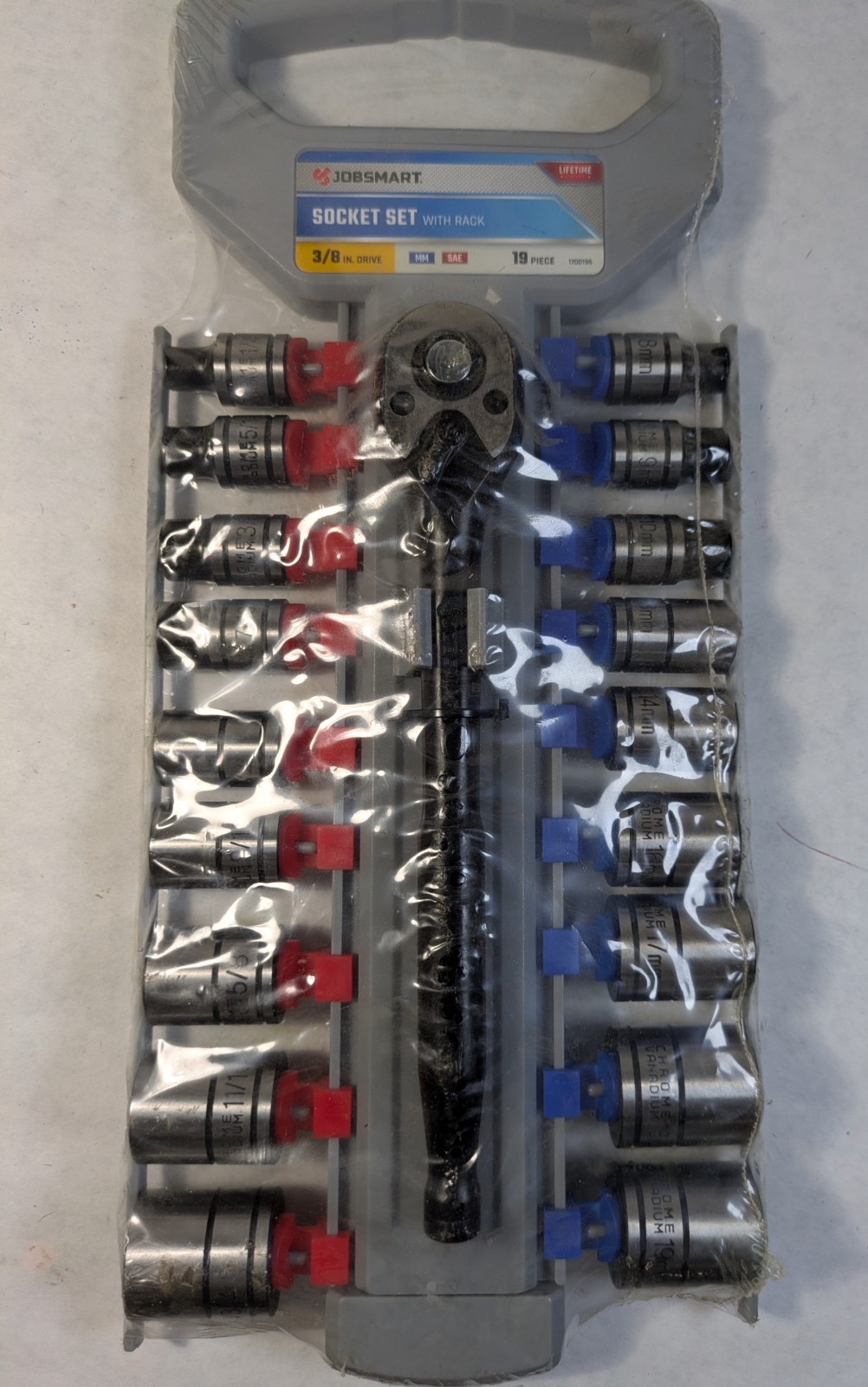 Jobsmart 3/8 Inch Drive Socket Set With Rack 19 Peice NEW SEALED