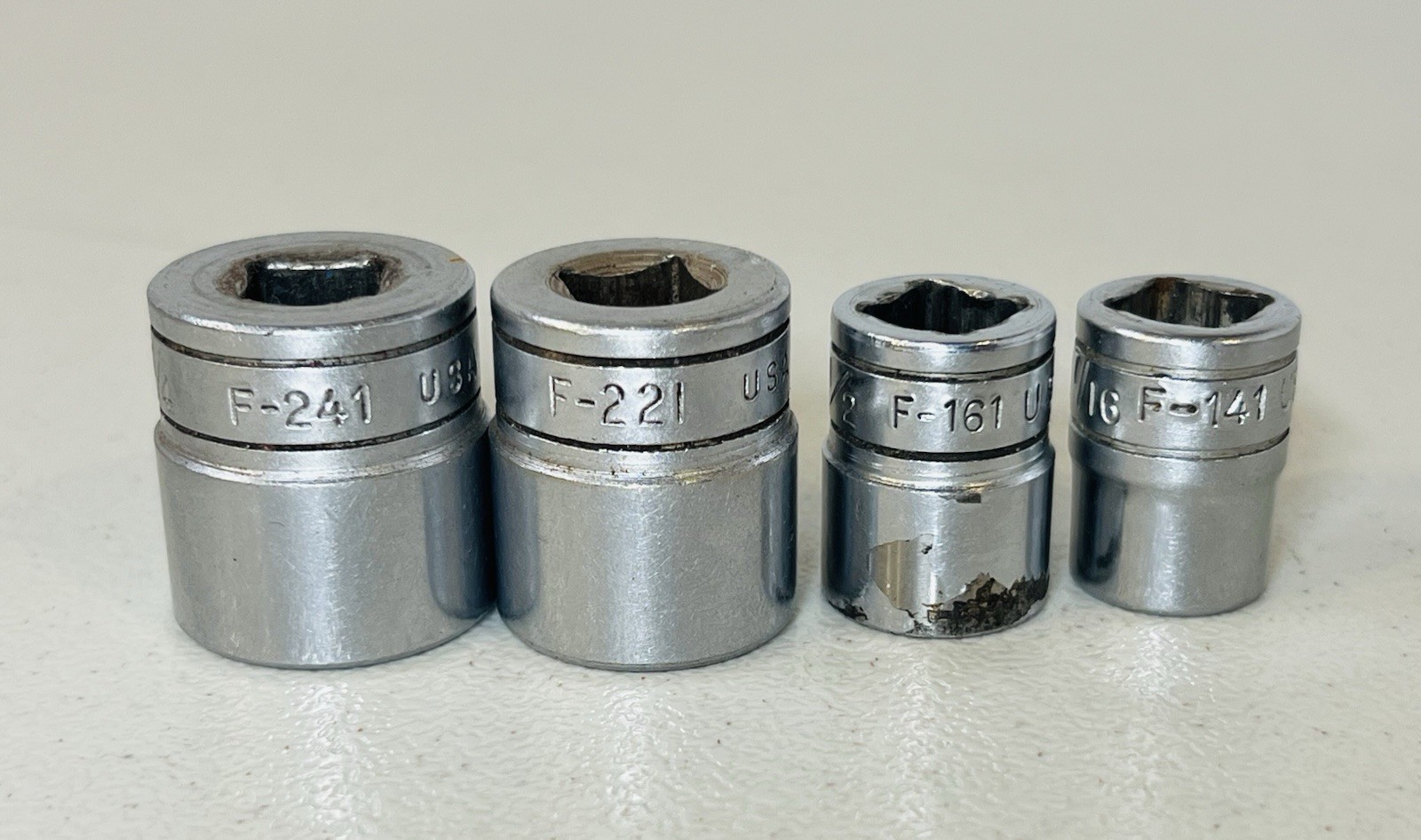 (Lot of 4) Snap-On Socket 3/8 Drive 3/4 F241 11/16 F221 1/2 F161 7/16 F141 12Pt