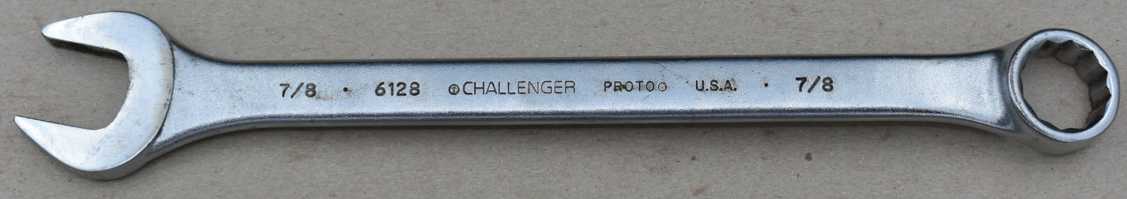 PROTO CHALLENGER 6128, 7/8″ SAE, 12-POINT, OPEN/BOX END COMBINATION WRENCH