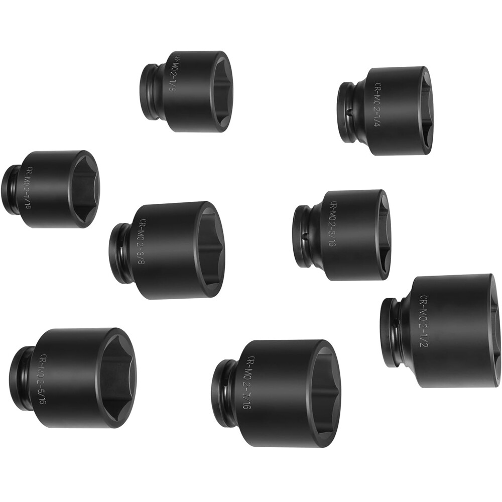 3/4″ Drive Spindle Axle Nut Impact Large Socket Set Sizes 2-1/16in to 2-1/2in