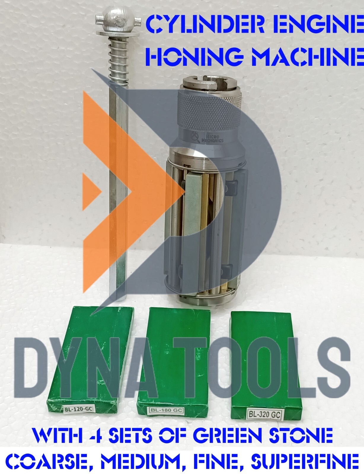 Cylinder Engine Hone Kit 3-1/2″ To 6-1/2″ Honing Machine + 4x Grit Green Stones