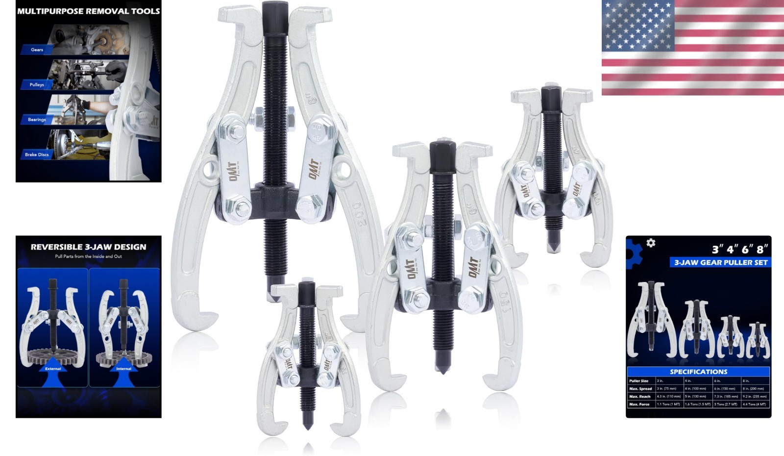 Corrosion-Proof 3 Jaw Puller Kit – Heavy Duty Tool Set for Mechanics (3″-8″)