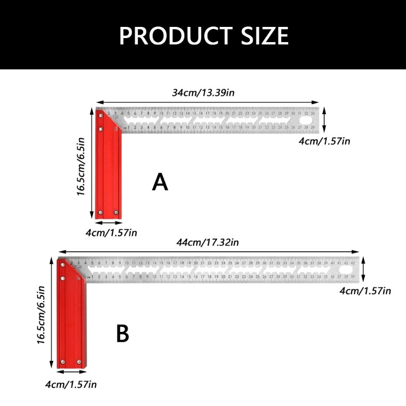 High Precise Aluminum Alloy L Shape 90 Degree Angled Ruler For Woodworking And
