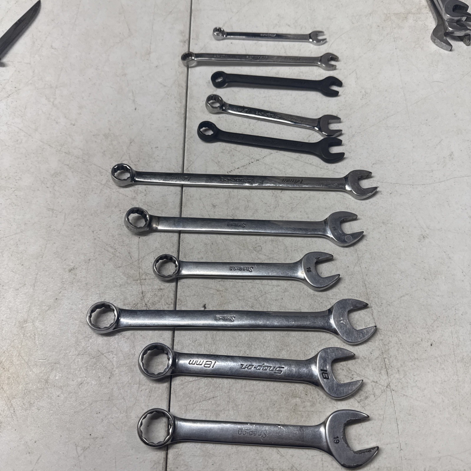 SNAP ON Tools 9mm -19mm Metric Wrench Set Combo 12PT MIXED Lot 11 Pieces