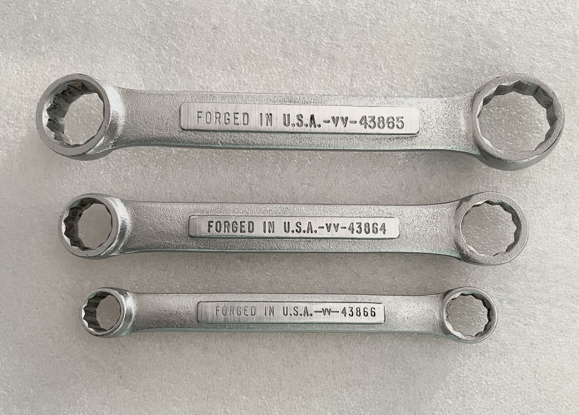 VTG. CRAFTSMAN SET OF 3 STUBBY DOUBLE BOX END WRENCHES~ 12 POINT 3/8”- 3/4” ~USA