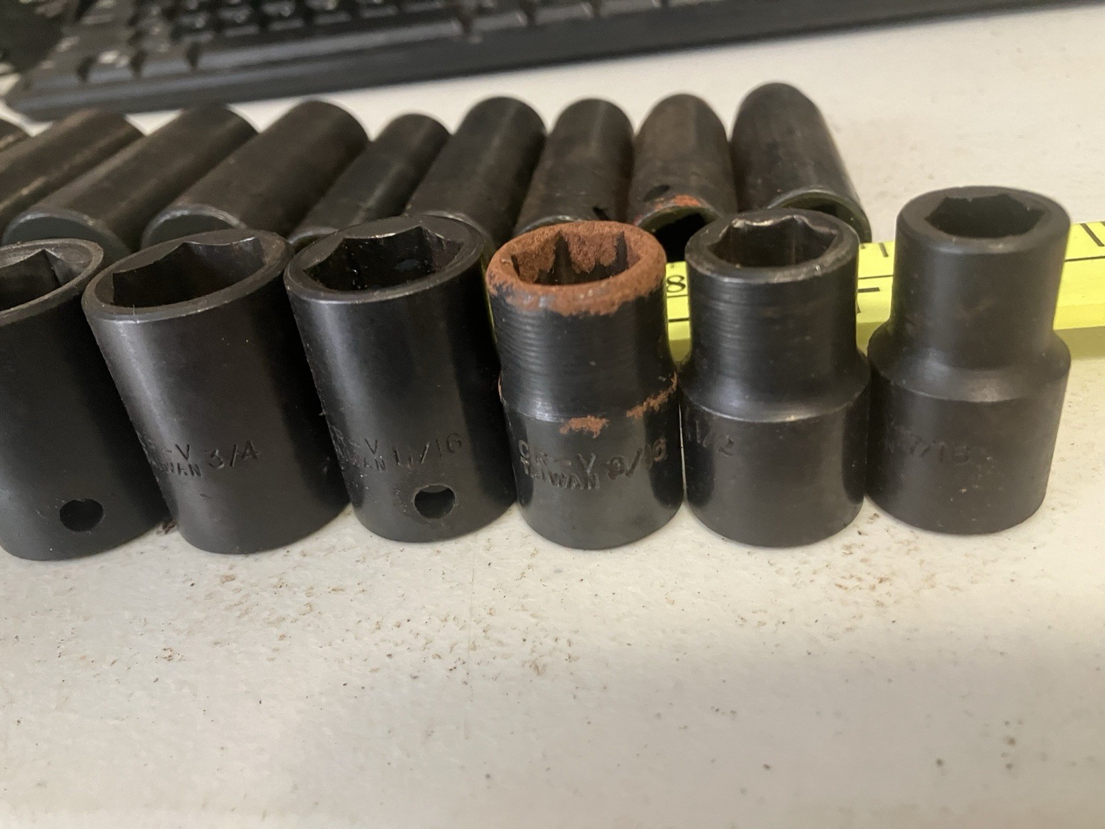 Lot of 19 Deep & Med Well 1/2” Drive Impact Sockets – SAE – Read Desc.