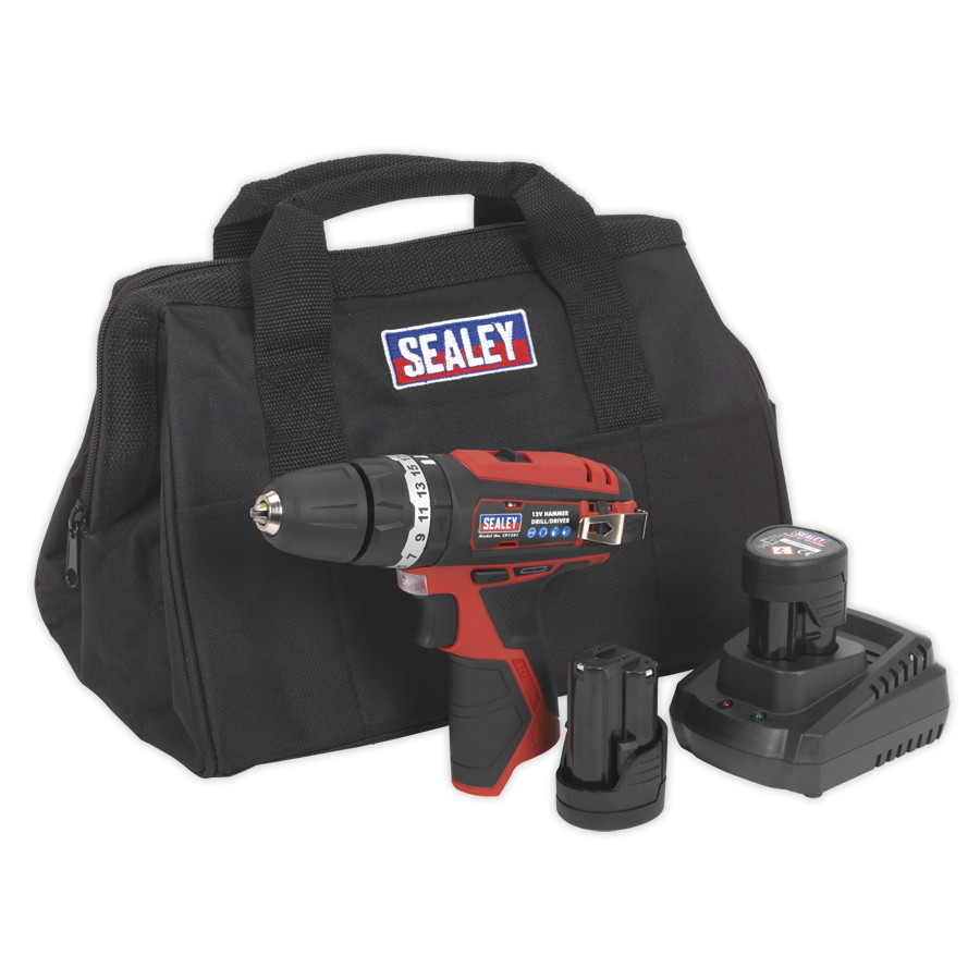 Sealey CP1201KIT Hammer Drill/Driver Kit 10mm 12V Lithium-ion 2 Batteries