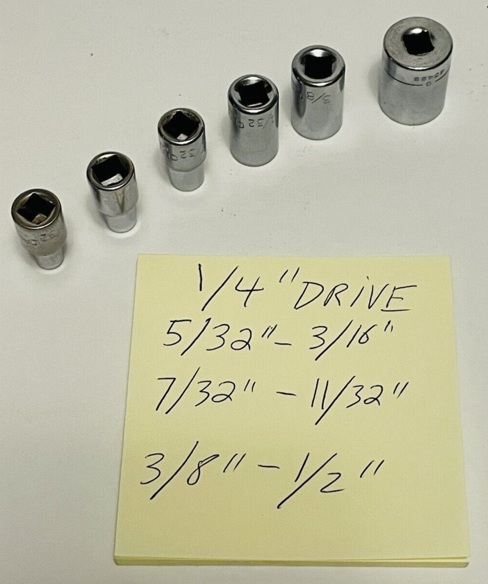 VTG Sears Craftsman set of 6 SAE 1/4″ drive 6-point socket lot made in U.S.A.