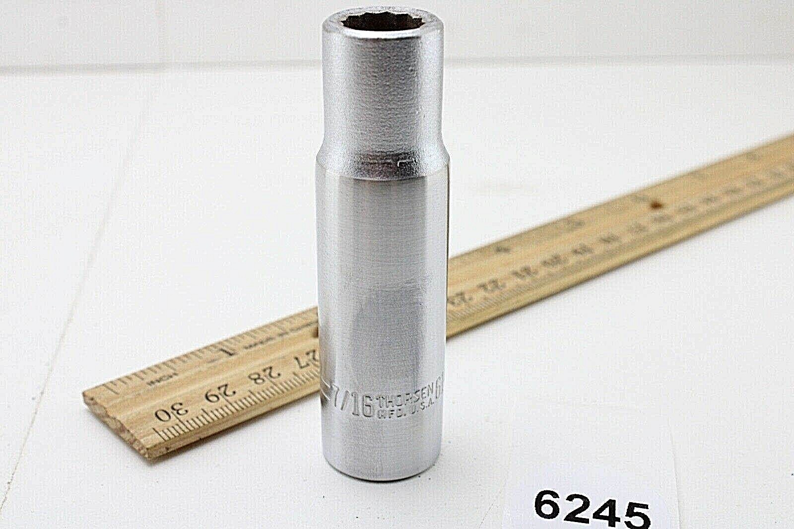 Thorsen 614 7/16″ 1/2″ Drive 12 Point Deep Well SAE Chrome Socket USA