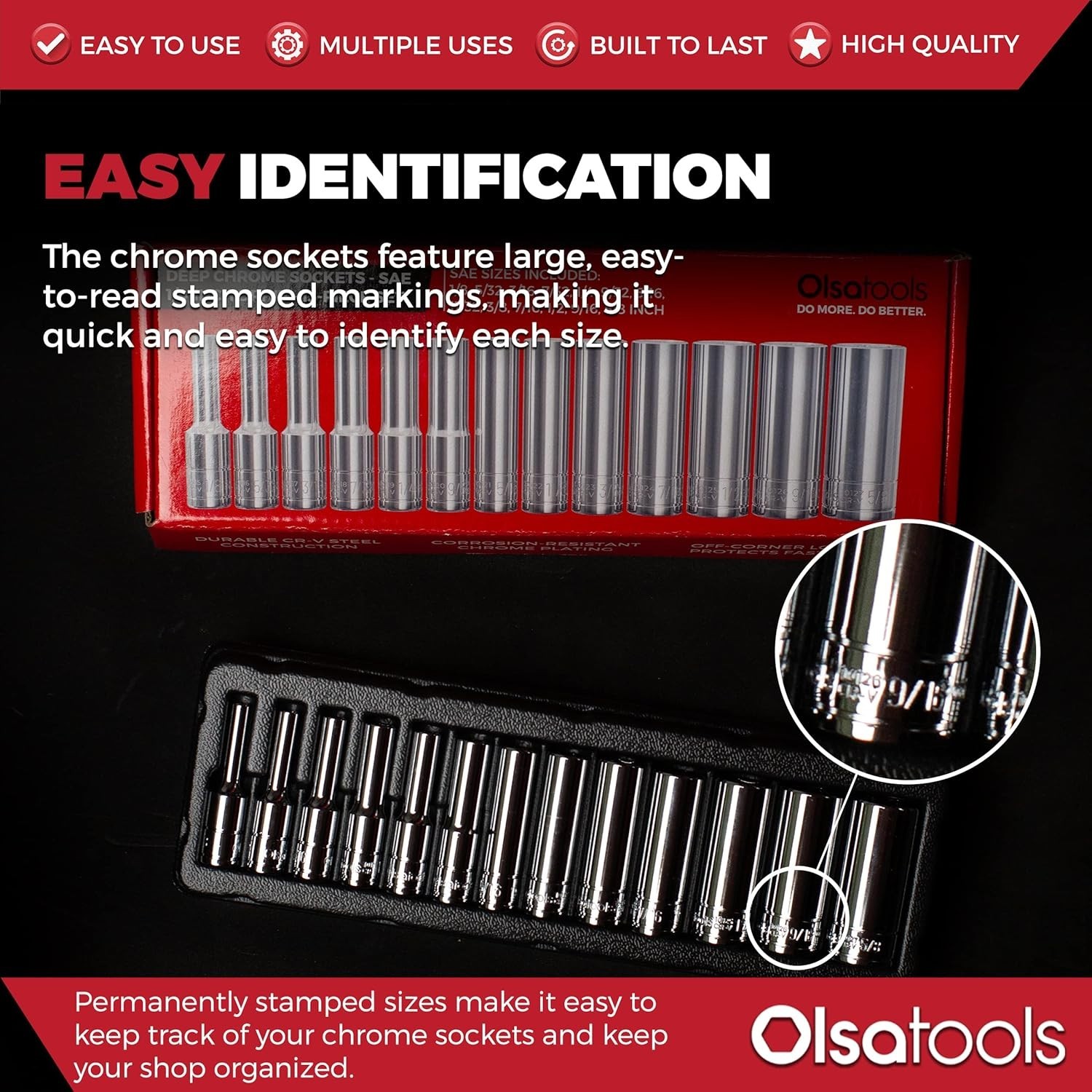 Comprehensive 13pc SAE Deep Socket Set – Polished Chrome, No Skipped Sizes