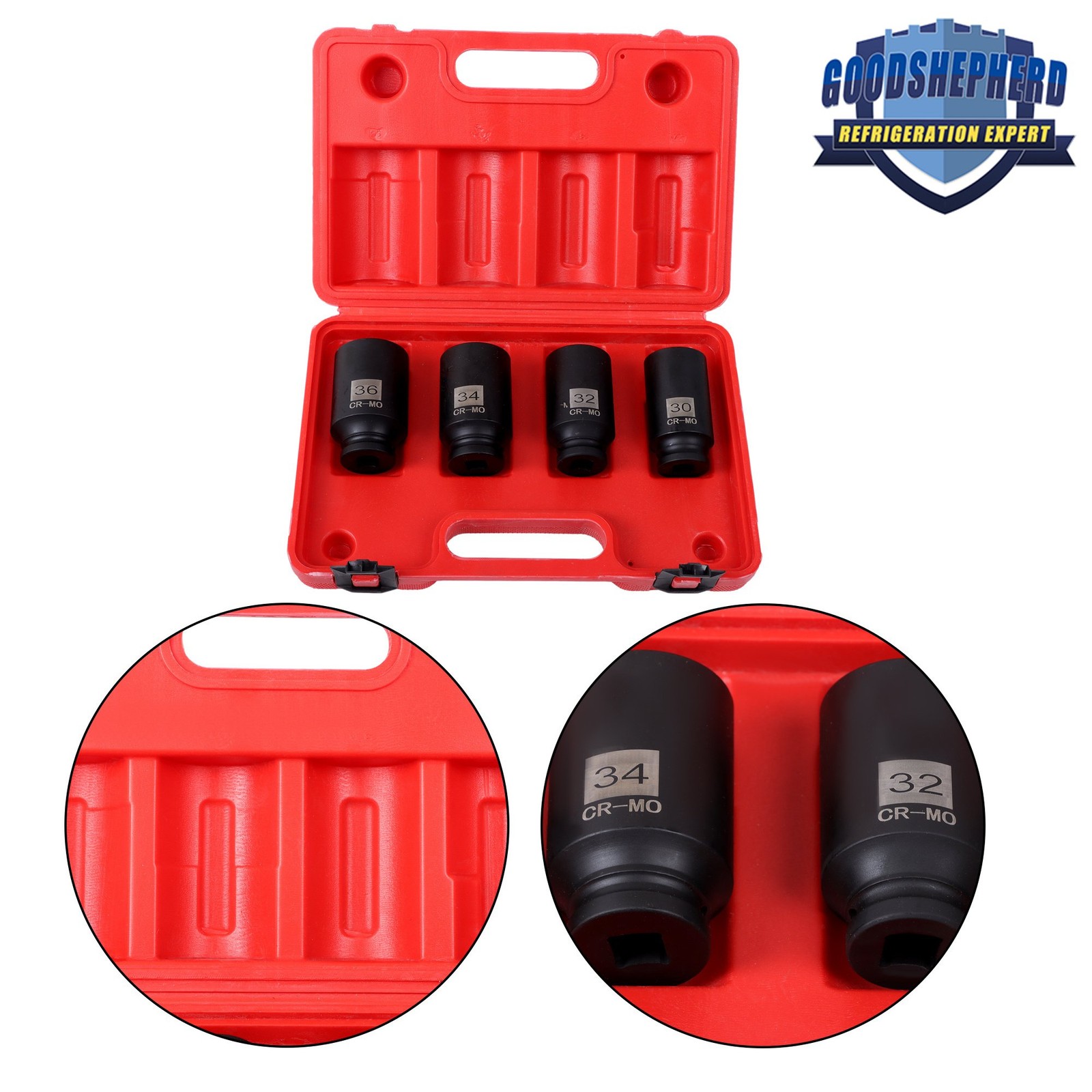 1/2″ Drive Deep Spindle Axle Nut Socket Set Metric 30mm 32mm 34mm 36mm 12 point