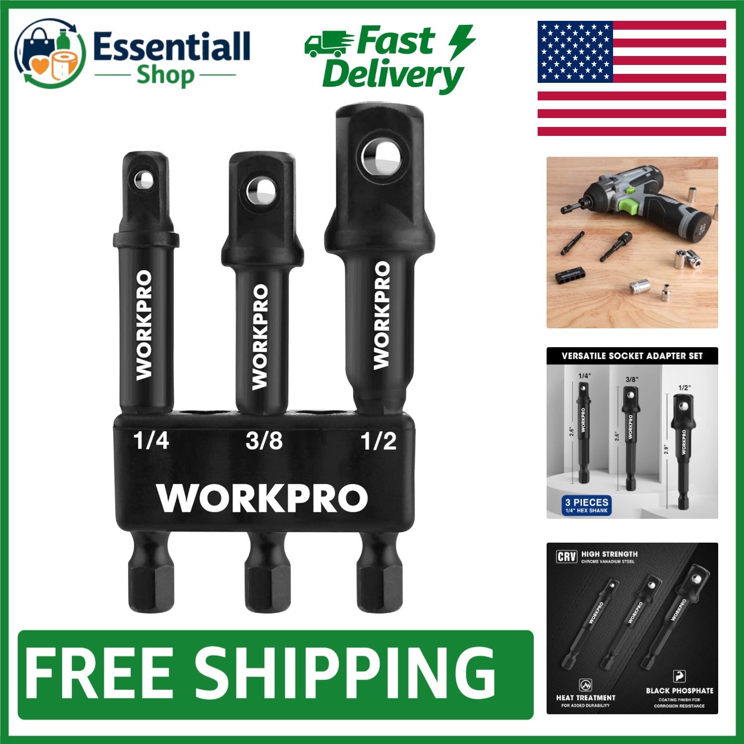 High Strength 3-Piece Socket Extension Set – Perfect for Impact Drivers & Drills