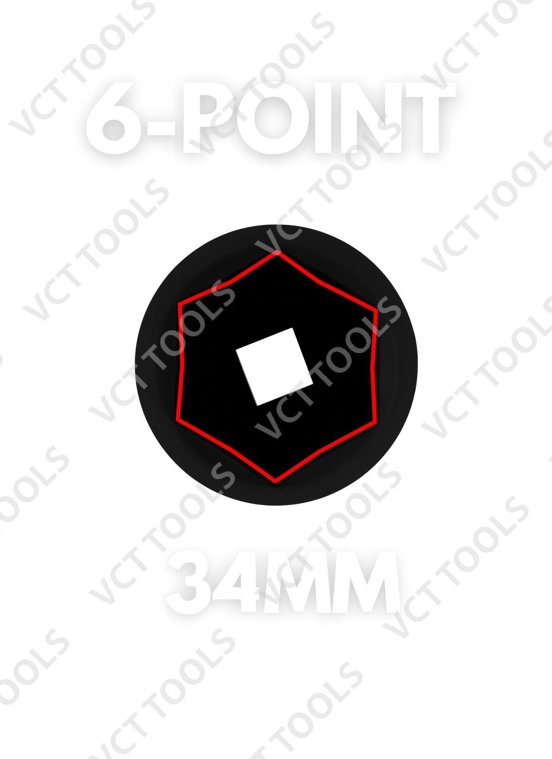 34mm 6-Point Axle Nut Impact Socket 1/2″ Drive CR-MO Steel Black Finish