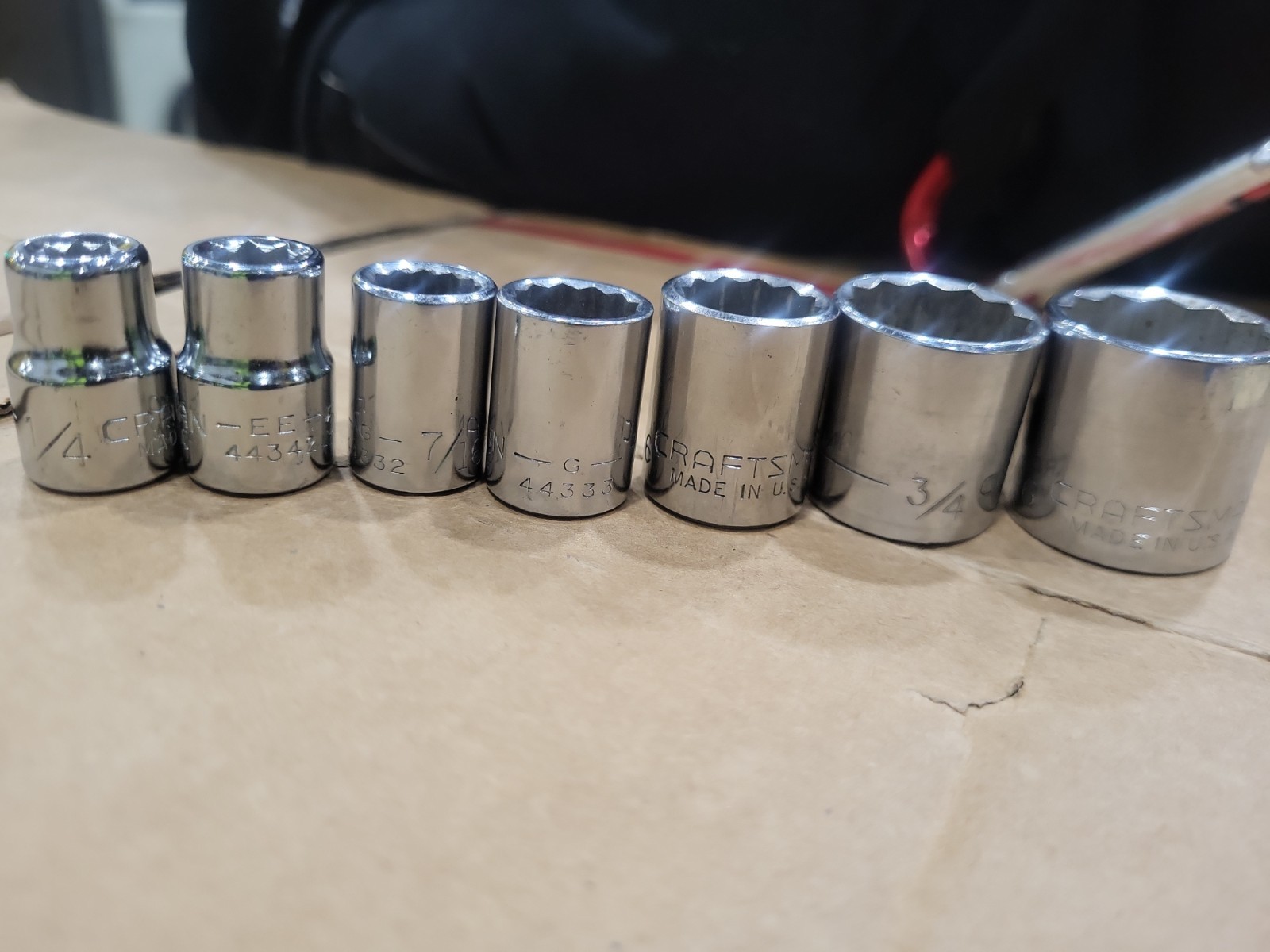 Craftsman 3/8″ Drive Socket lot of 7, Size 1/4,5/16, 7/16, 1/2, 9/16, 3/4,13/16