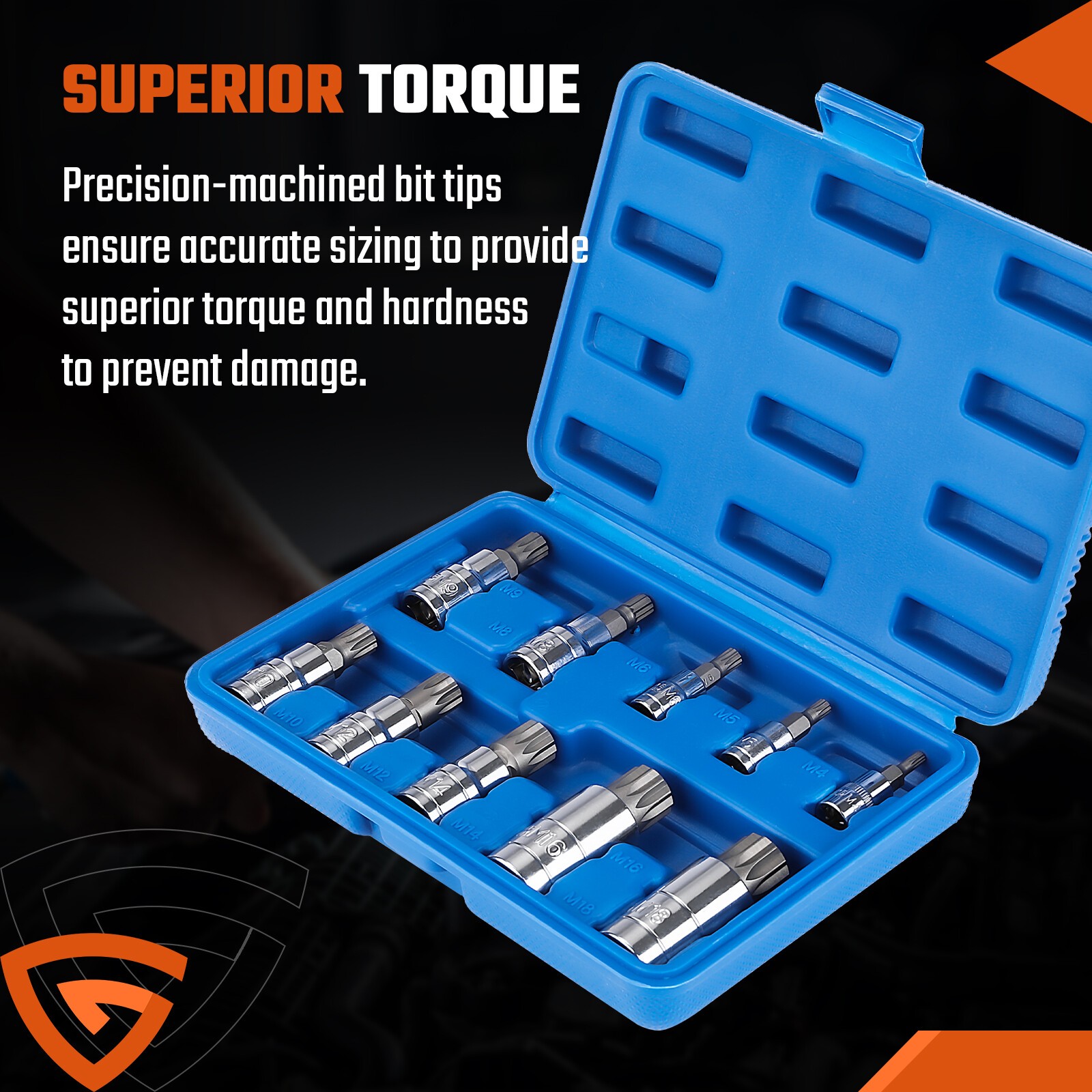 10 PCS Triple Square Socket Set 4MM-18MM Alloy Steel Bits W/ Carrying Case