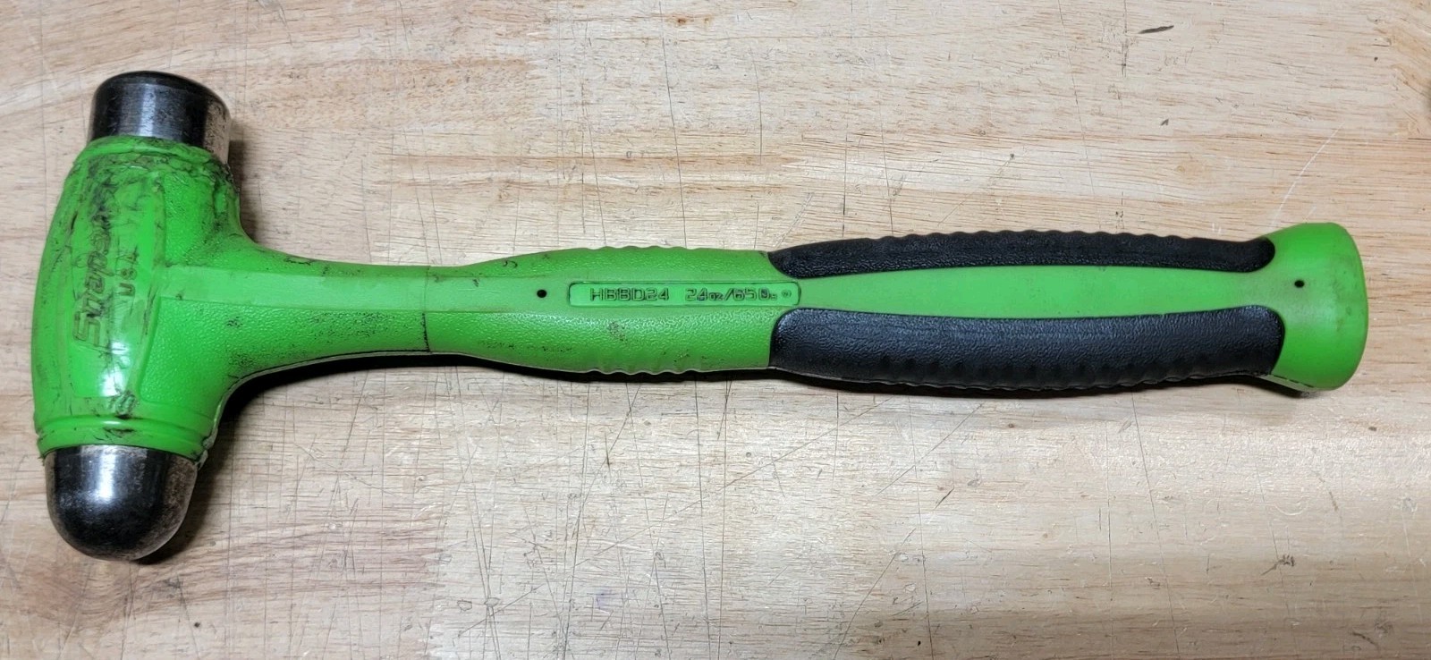 Snap On HBBD24G 24 oz Ball Peen Soft Grip Dead Blow Hammer GREEN USA MADE