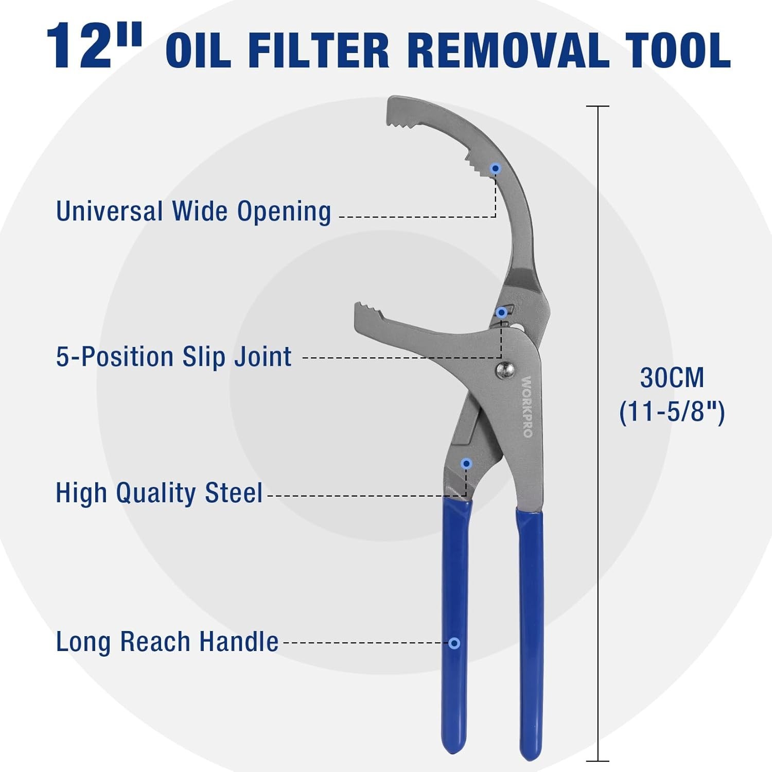 Effortless 12” Oil Filter Wrench with 5-Position Grip – Ideal for Maintenance