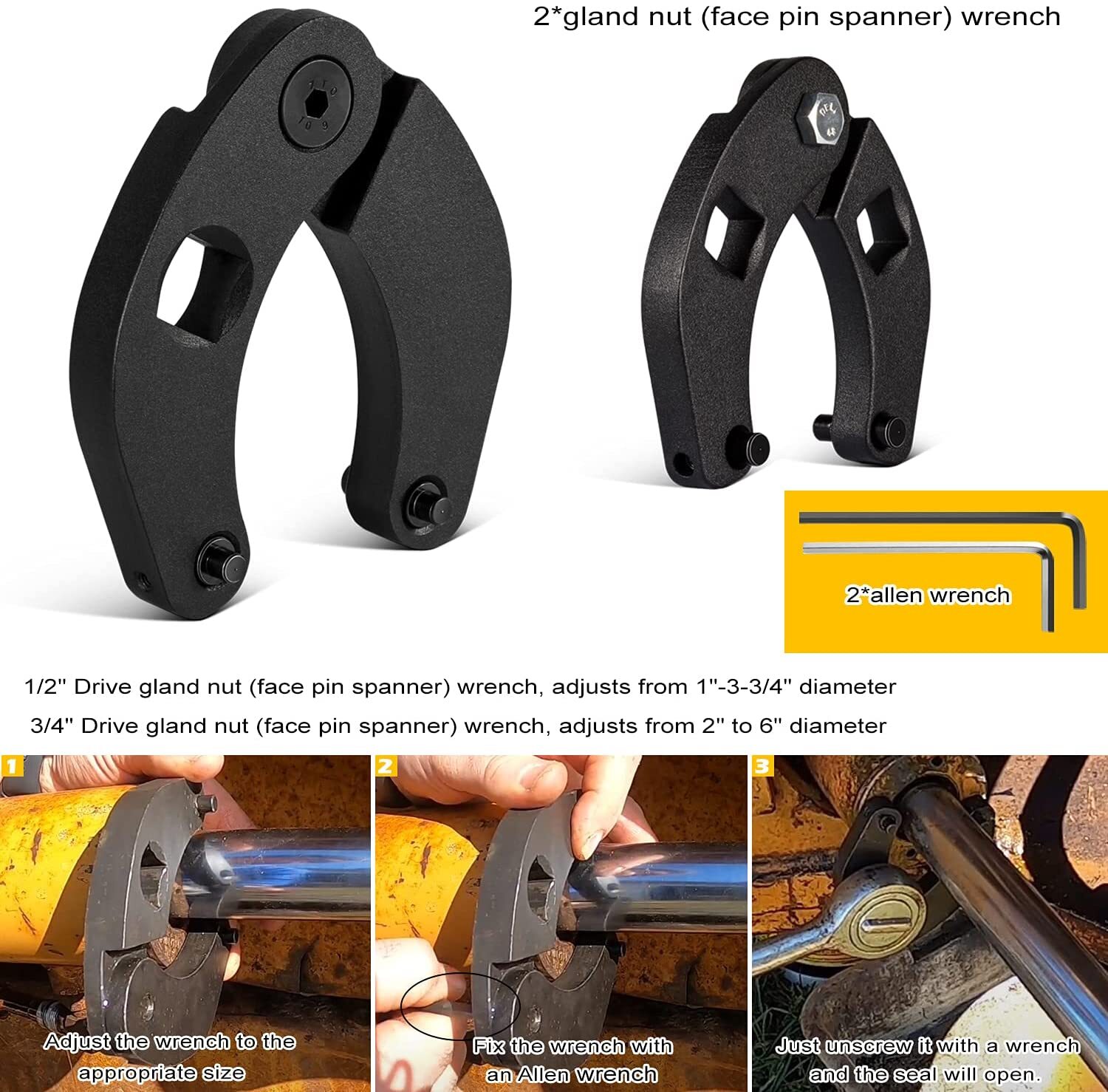Hydraulic Cylinder Repair Tool Wrench Puller Kit Fit Skid Steers Loader Backhoes