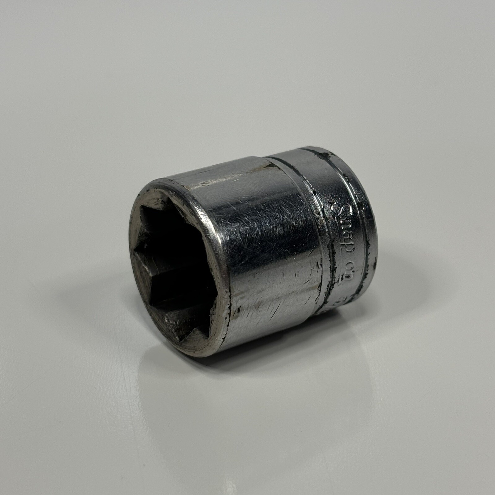 Snap On Tools F320 3/8” Dr 8 Pt SAE 5/8” Double Square Socket Chrome USA VTG
