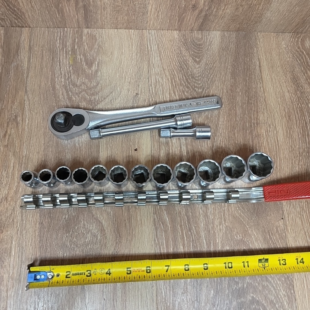 Vtg Craftsman Socket Set 1/2″ Drive 12 Point SAE Shallow 7/16″ To 1-1/8″ USA -V-