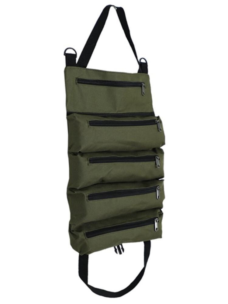 Auto Roll Up Tool Bag Multiple Pockets Canvas Storage Hanging Tool Bag