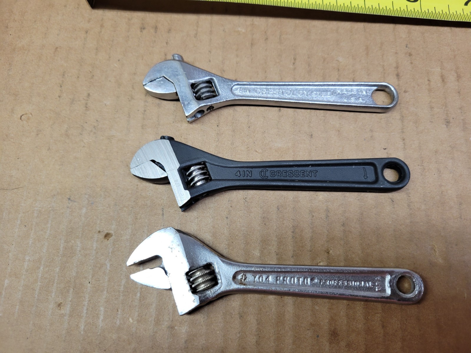 3-Piece 4″ Adjustable Wrench Lot Crestology Crescent Proto