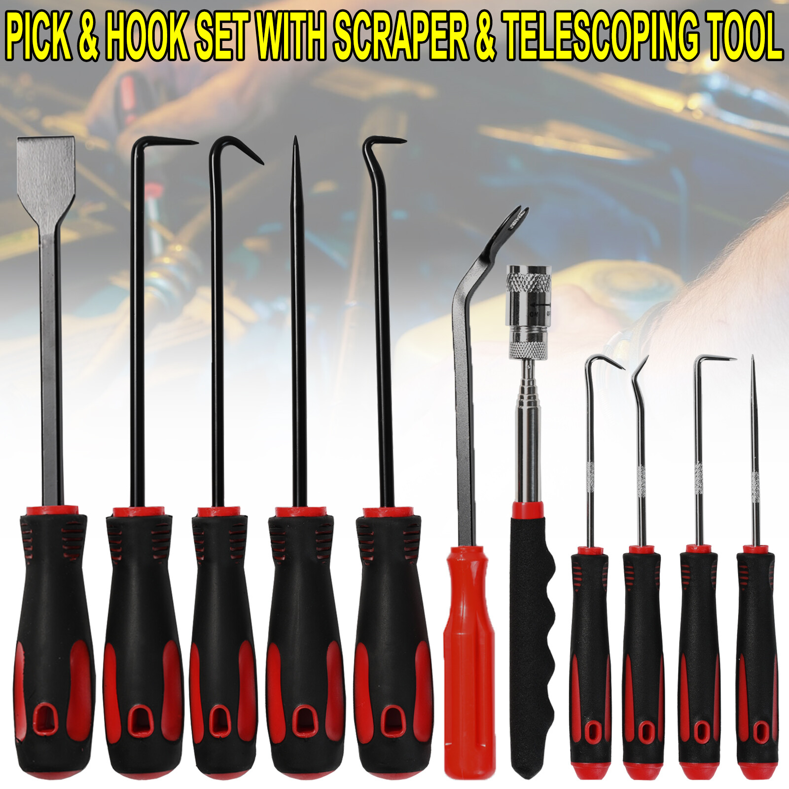 11pcs Hook And Pick Set Car Oring Oil Seal Remover Tool Mechanic Telescoping