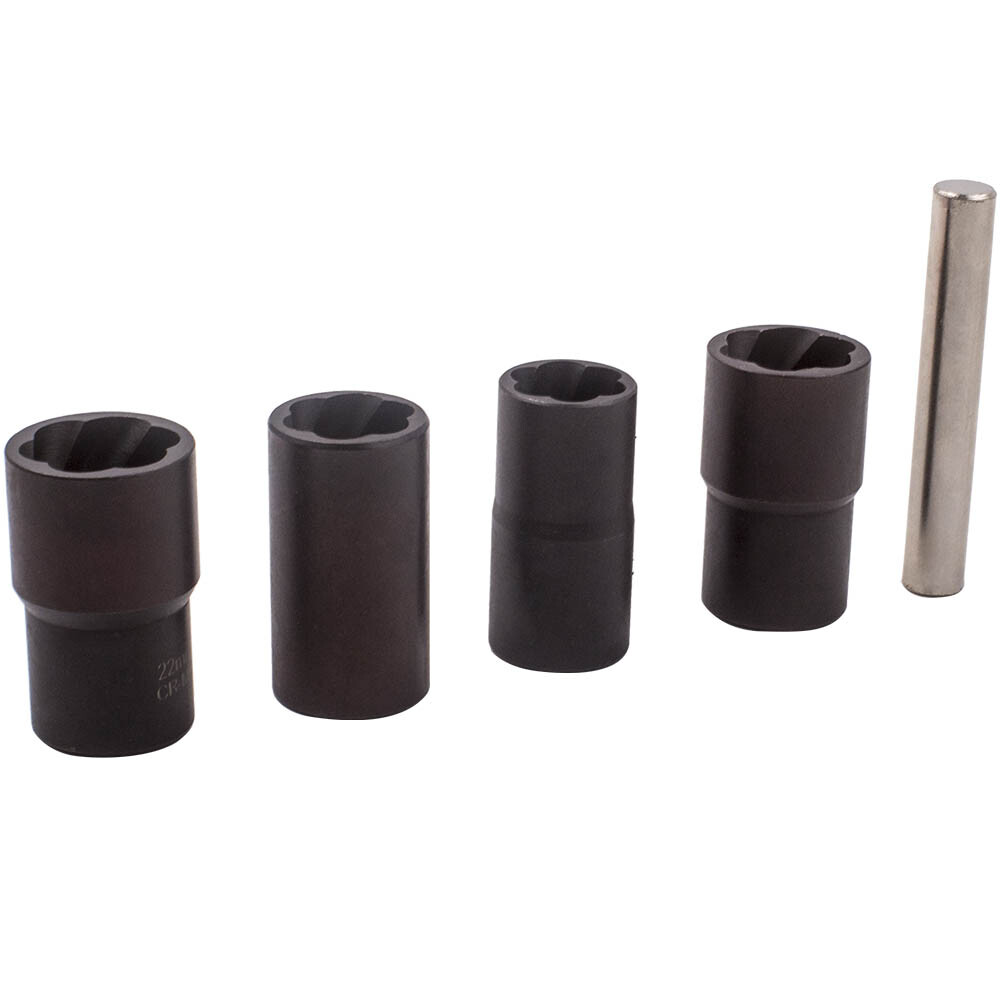 5pcs Impact Twist Sockets Lug Nut Removal Extractor Tool Kit 1/2 Inch Drive