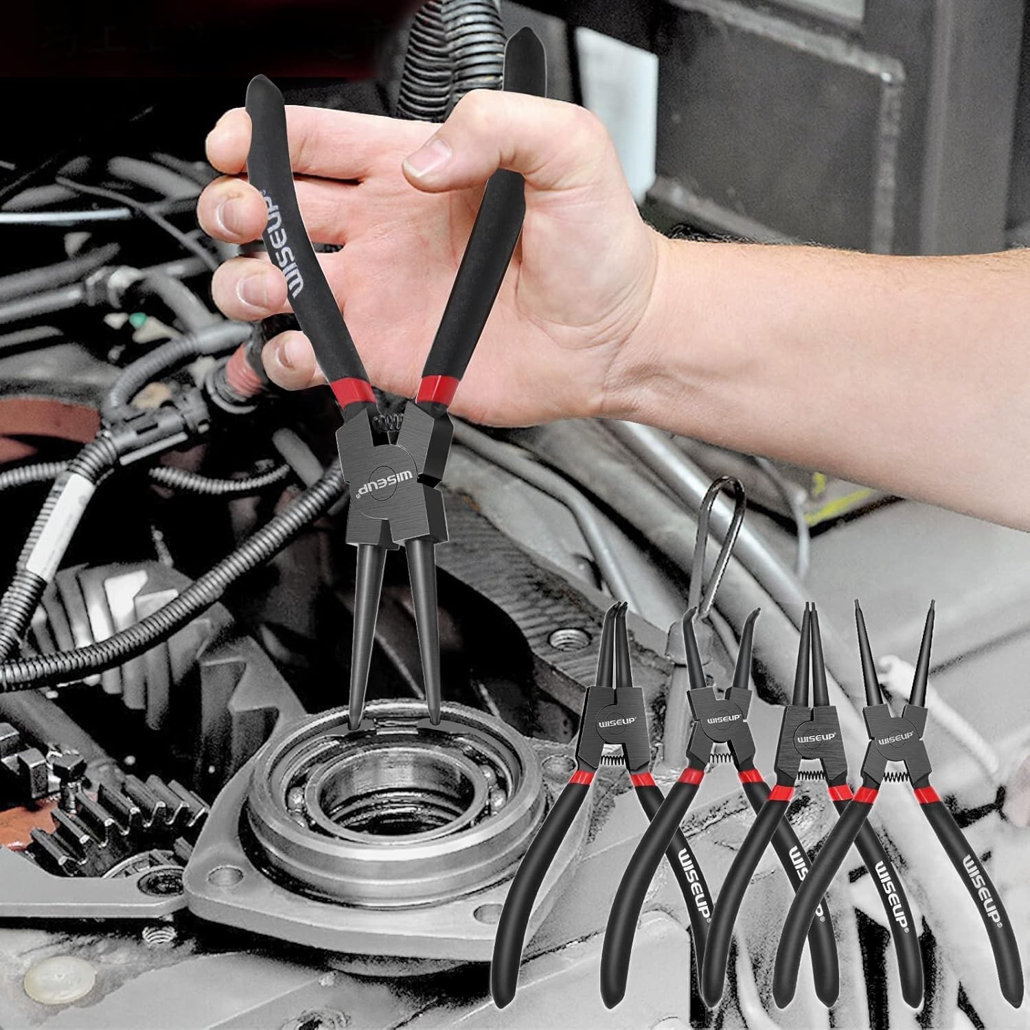 Snap Ring Pliers Set 4PCS Heavy Duty 7 Inch Carbon Steel Internal External