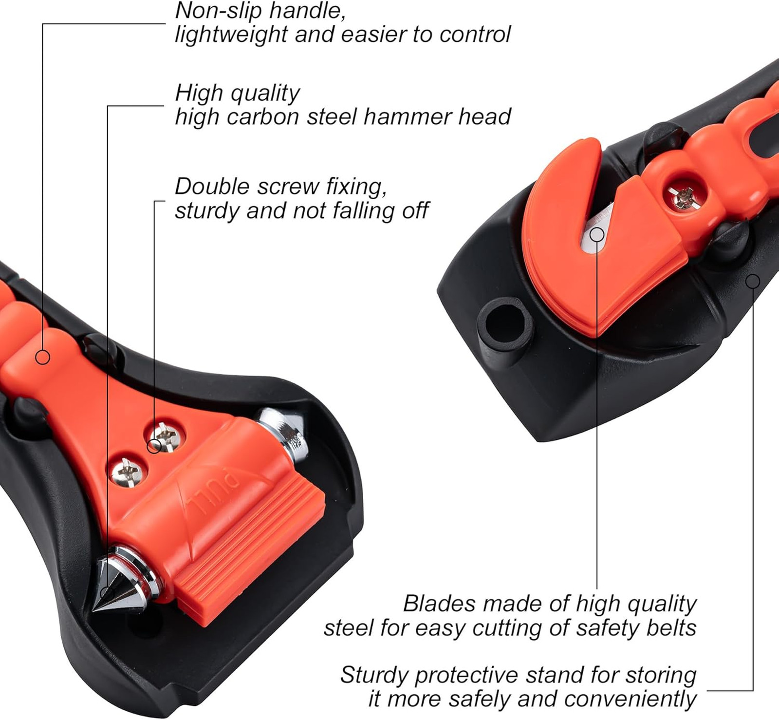 Car Window Breaker Hammer and Seat Belt Cutter Emergency Escape Tool 2 Pack