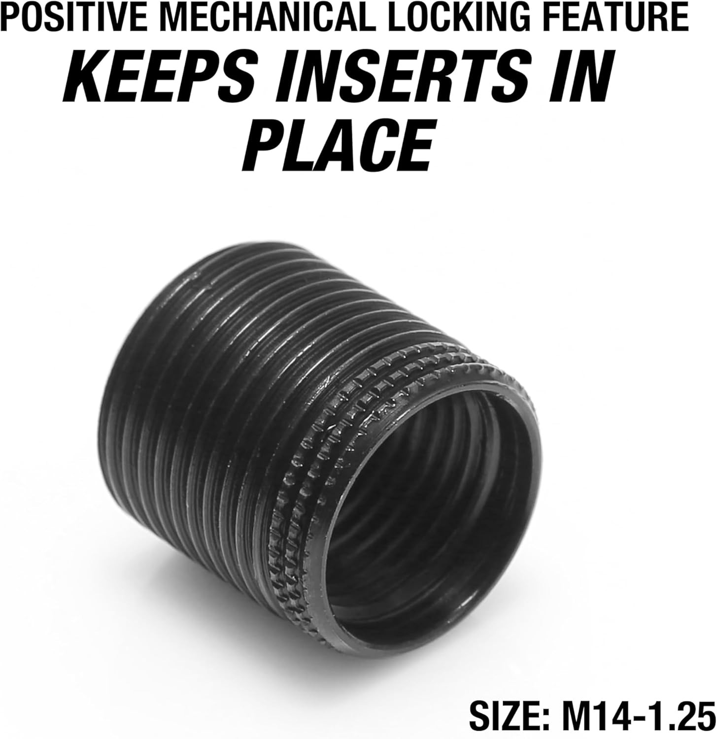 OEMTOOLS 25648 Fix-A-Thread Spark Plug Saver Inserts, Metric, M14-1.25, Black