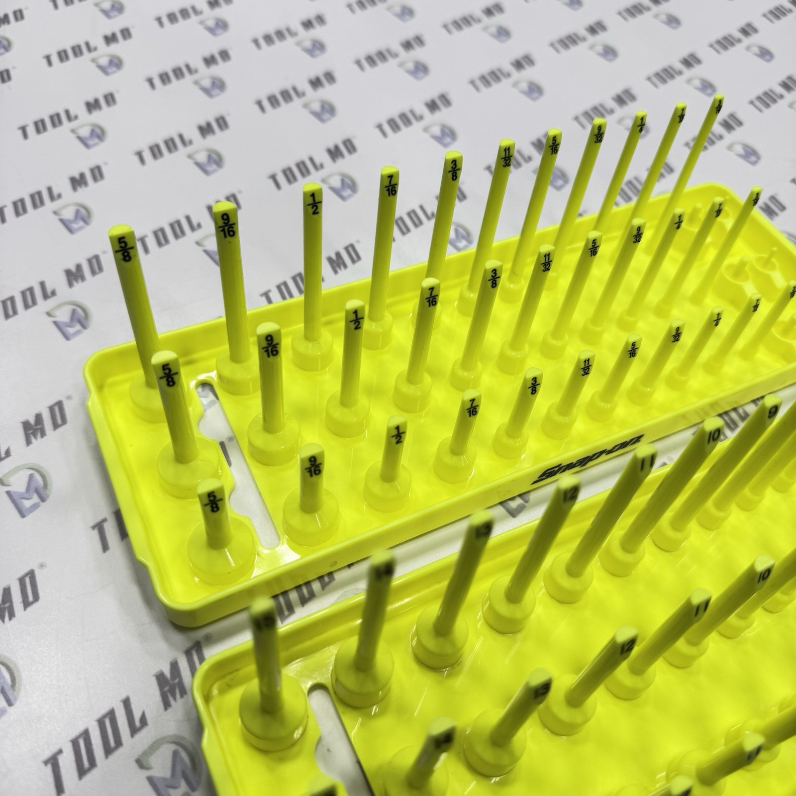 Snap-on Tools 2pc HI VIZ YELLOW 1/4″ Metric & SAE 3 row socket trays KA143MET