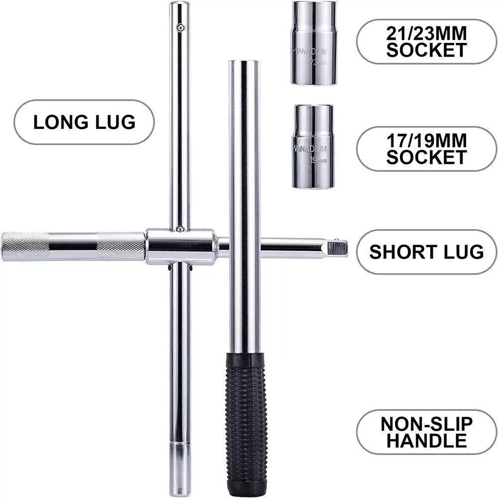 Universal 23″ Extended Lug Wrench 4 Way Tire Iron Nut Wrench Set With Socket