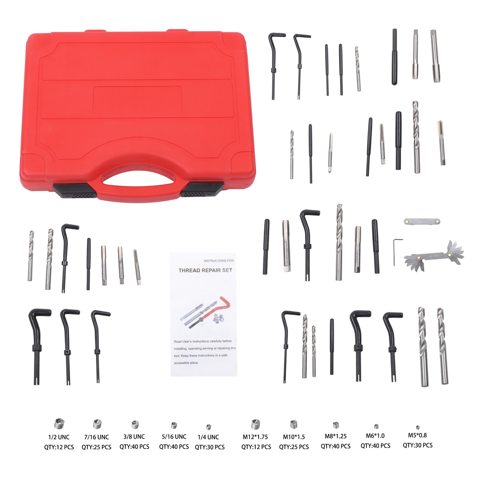 New Helicoil Thread Repair Kit 338-Piece SAE and Metric Rethreading Tool Kit
