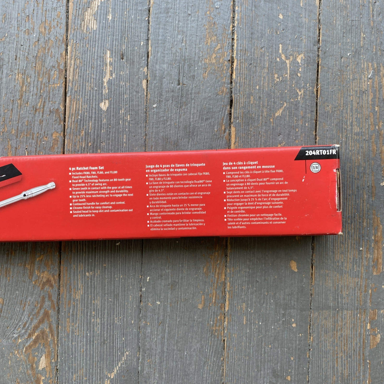 Snap On 4 pc 3/8″ Drive Dual 80 Soft Grip Flex-Head Ratchet Set 204RT04FR (RED)