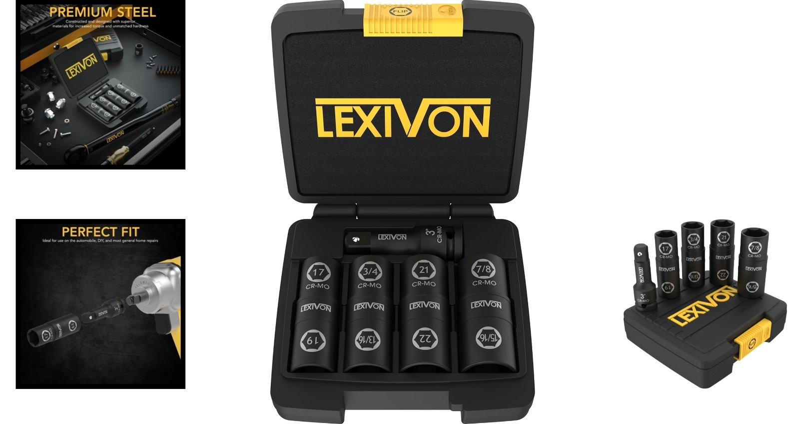 Durable 1/2-Inch Drive Impact Socket Set | Flip Design for Maximum Efficiency